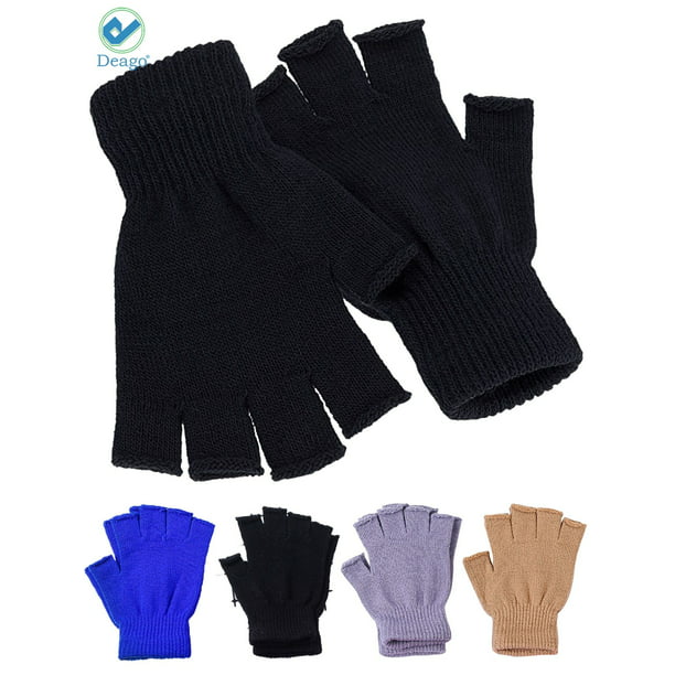 Men Women Winter Warm Gloves Half Finger Fingerless Knitted Wool Mittens 1 Pair